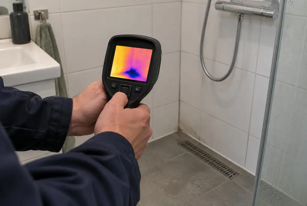Lekdetectie Uitgeest – lekdetectiespecialist met warmtebeeldcamera in een badkamer