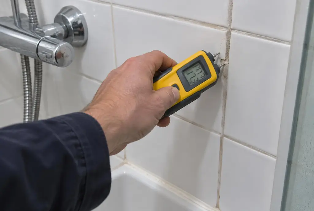 Lekdetectie Uitgeest – vochtmeter op badkamertegels bij de douche